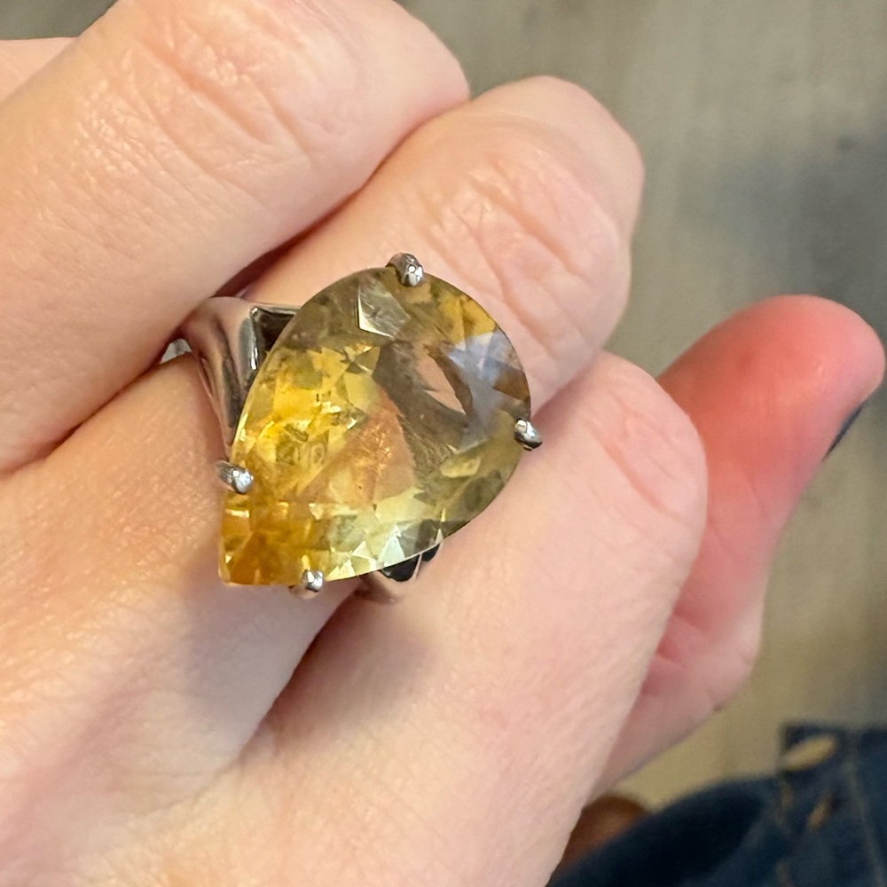 Natural Citrine pear shape Ring, size 6.5 rare item